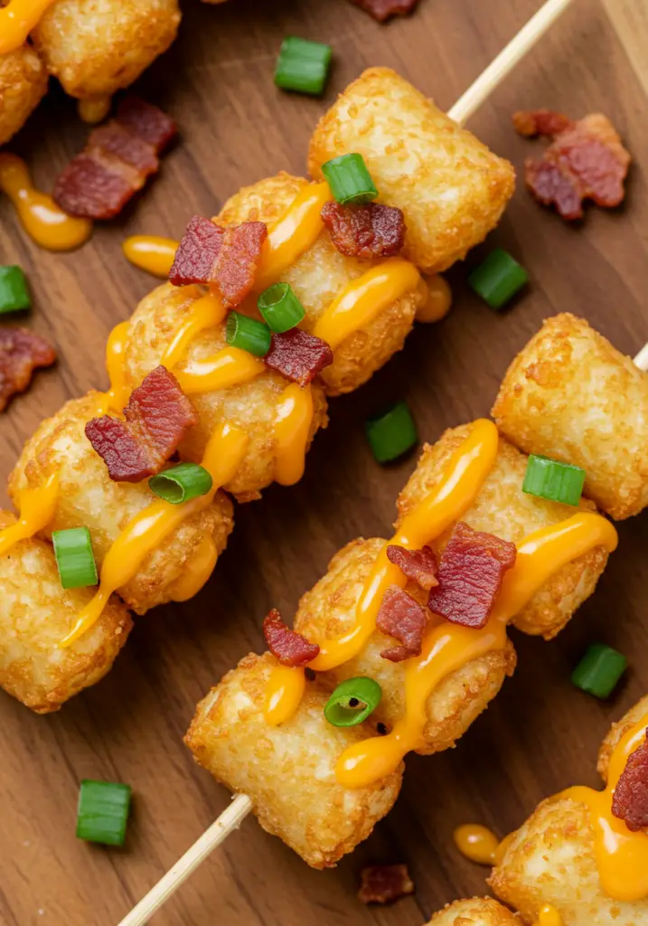Easy Loaded Tater Tot Skewers