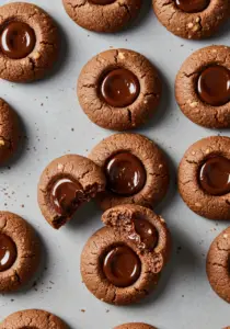 Chocolate Hazelnut Thumbprint Cookies