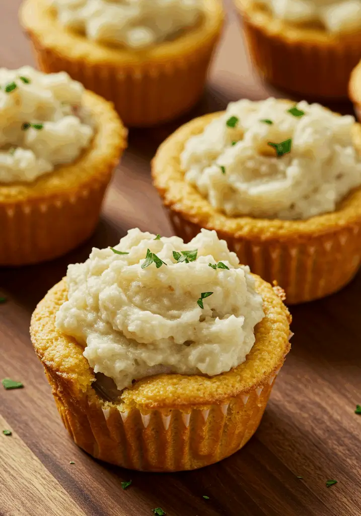 Cornbread Cupcakes with Mashed Potatoes
