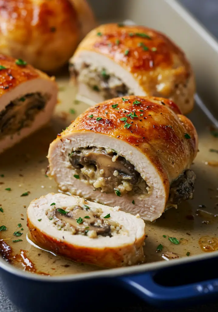 Garlic Butter Mushroom Stuffed Chicken