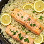 One Skillet Salmon with Lemon Orzo