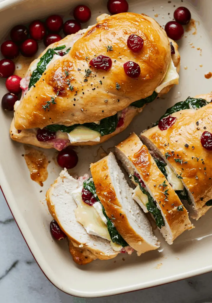 Cranberry & Spinach Stuffed Chicken Breasts with Brie