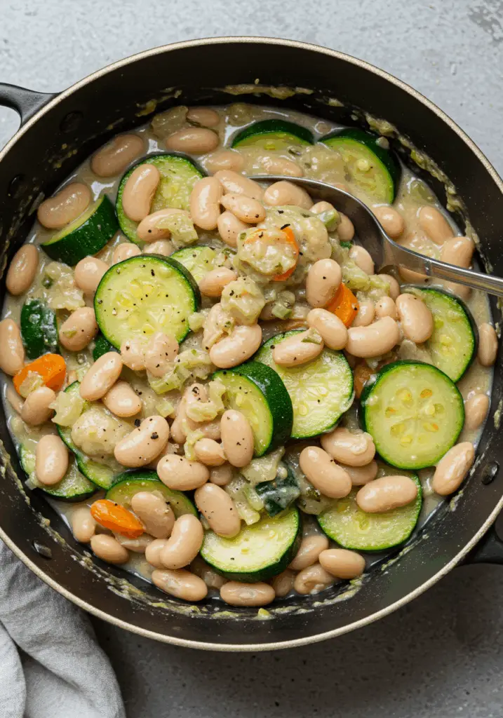 Slow-Cooked Courgettes & Creamy Butter Beans