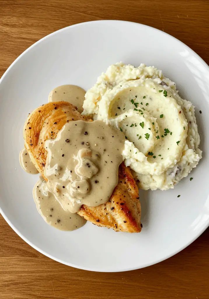 Creamy Garlic Chicken with Herb Mashed Potatoes