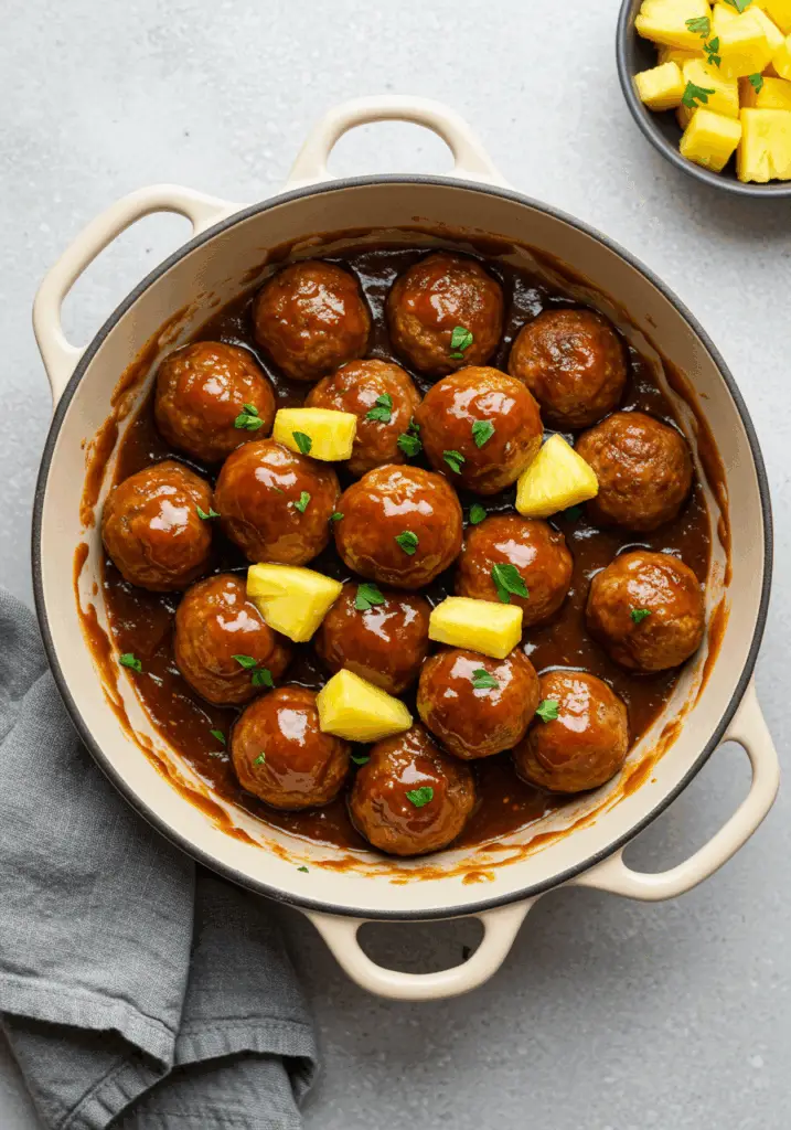 Slow Cooker Pineapple Barbecue Meatballs