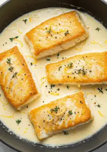 Baked Cod in Coconut Lemon Cream Sauce
