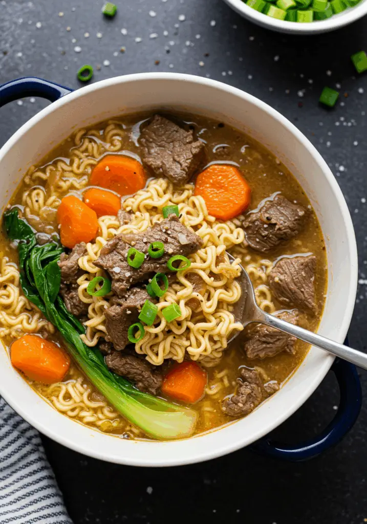 Slow Cooker Beef Ramen Noodles