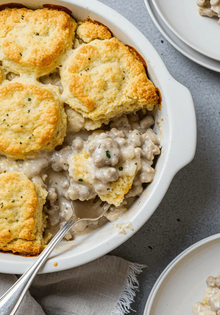 Turkey Sausage Gravy and Biscuit Pie
