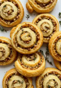 Blue Cheese Walnut Thyme Puff Pastry Twirl