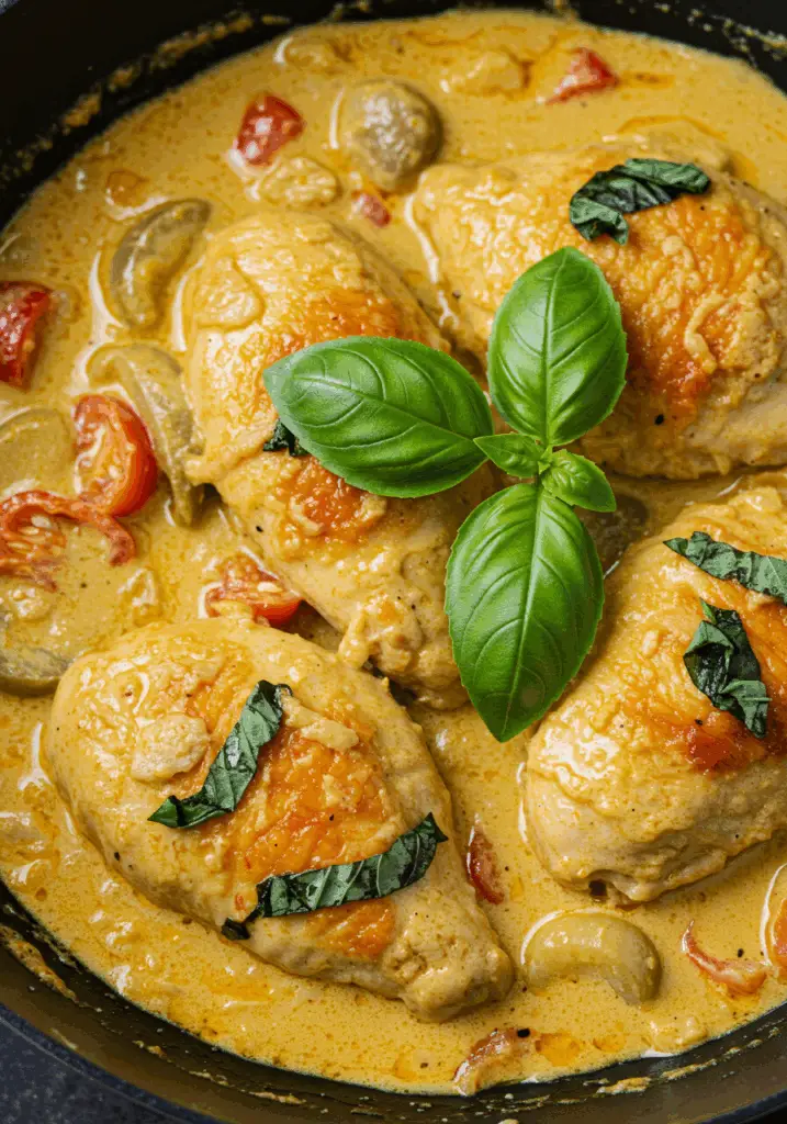 Basil Chicken with Coconut Curry Sauce