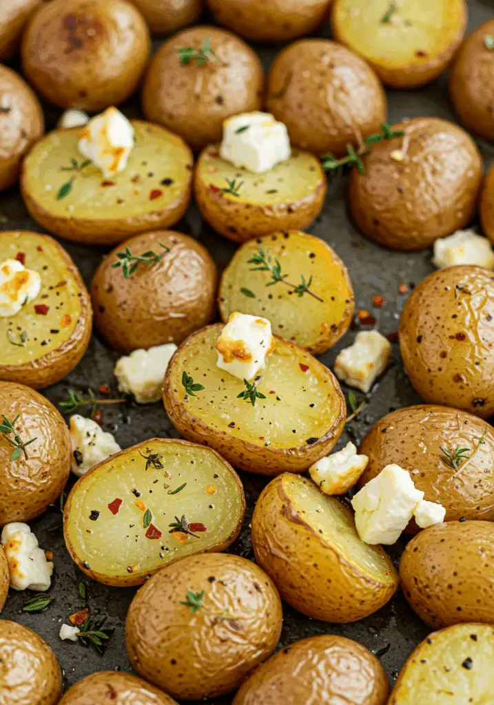 Roasted Potatoes with Baked Feta and Garlic
