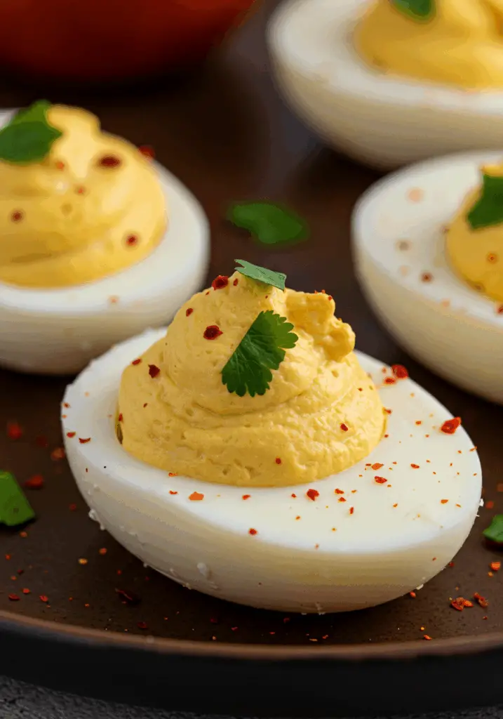 Spicy Chili Garlic Deviled Eggs