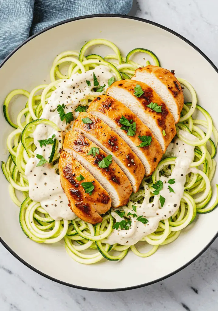 Zucchini Noodle Chicken Alfredo