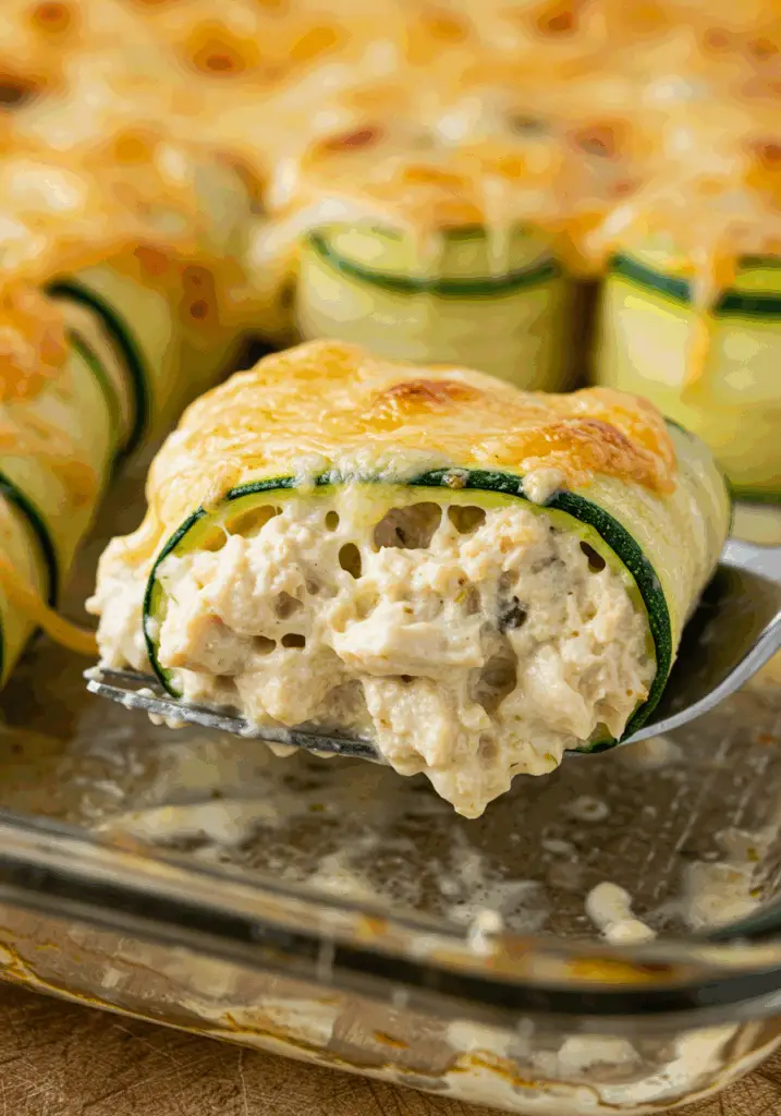 Zucchini Chicken Alfredo Roll Ups
