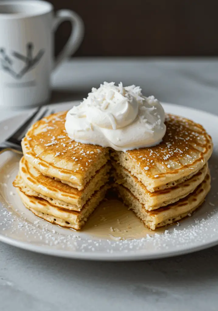 Sweet Coconut Cream Pancakes
