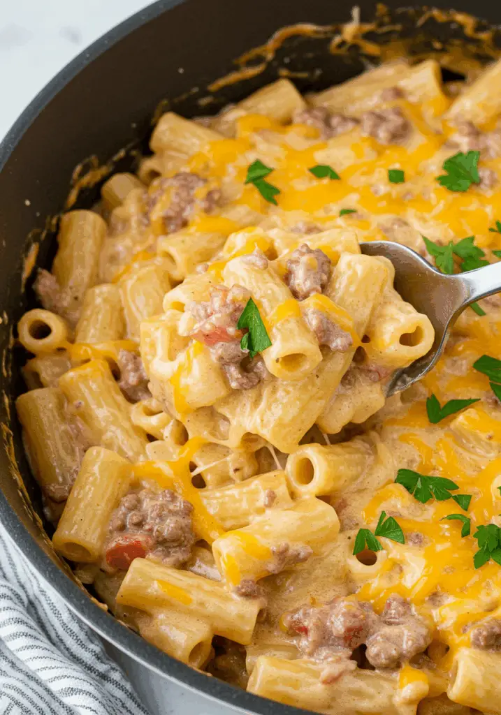 Loaded Cheeseburger Alfredo Pasta