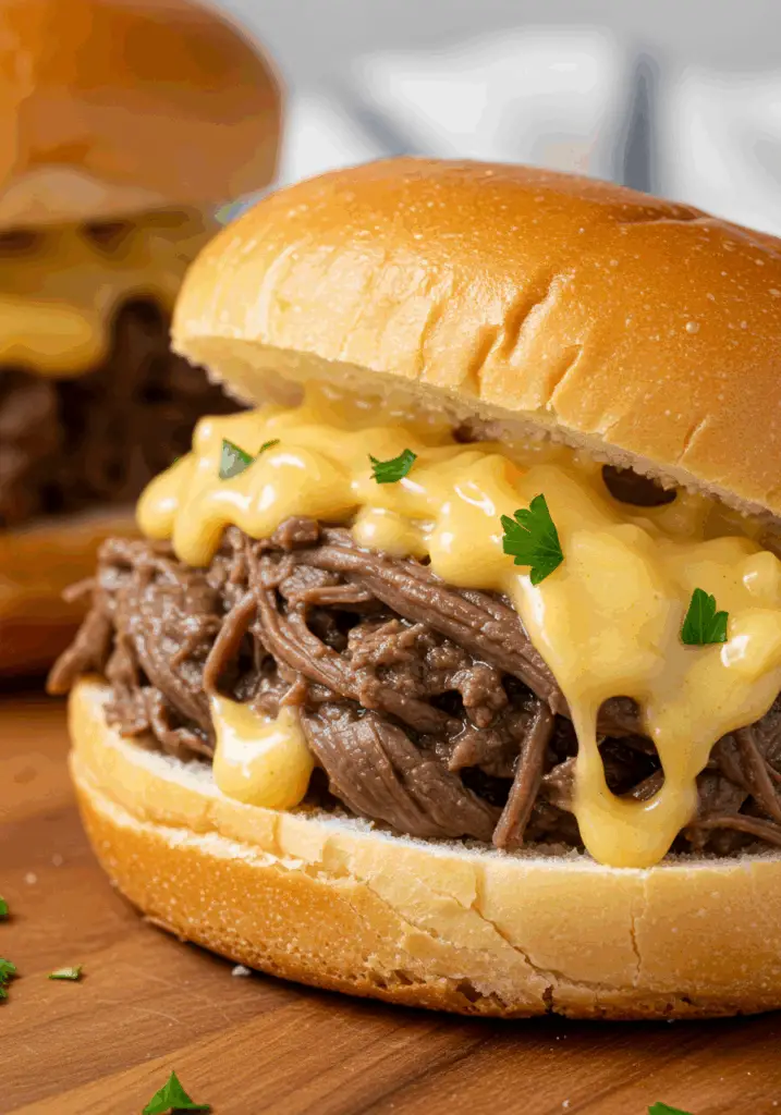 Slow Cooker Beef & Cheddar Sandwiches