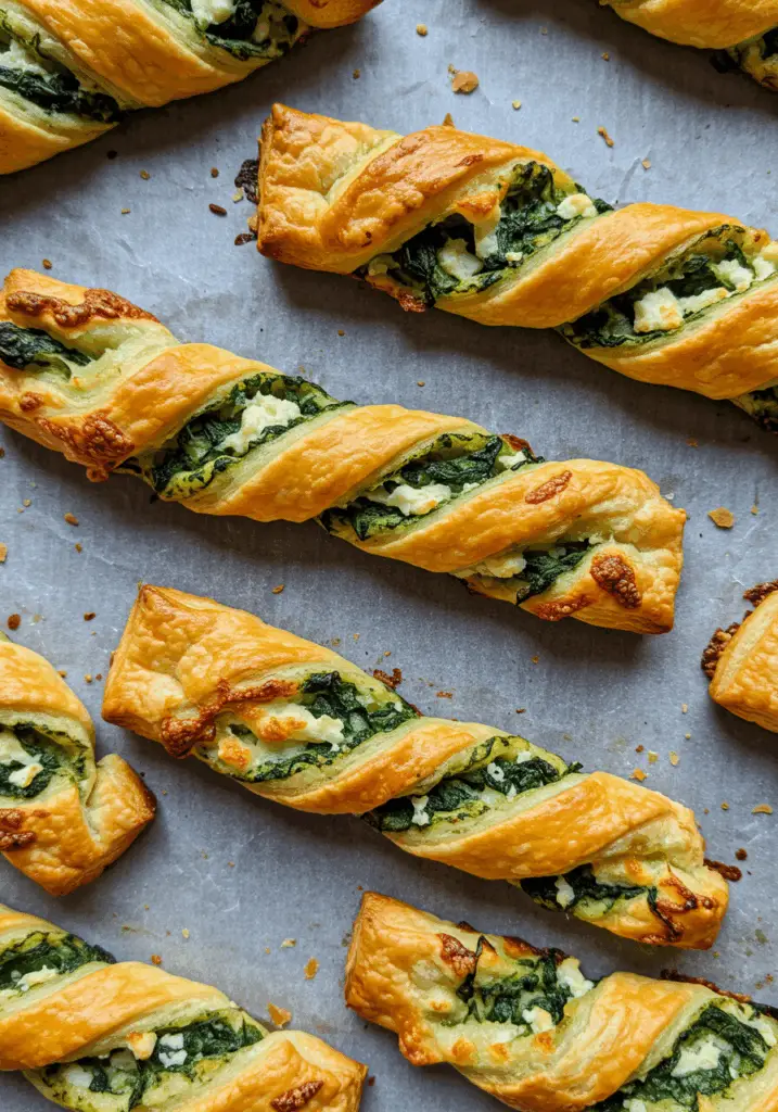 Spinach and Feta Puff Pastry Twists
