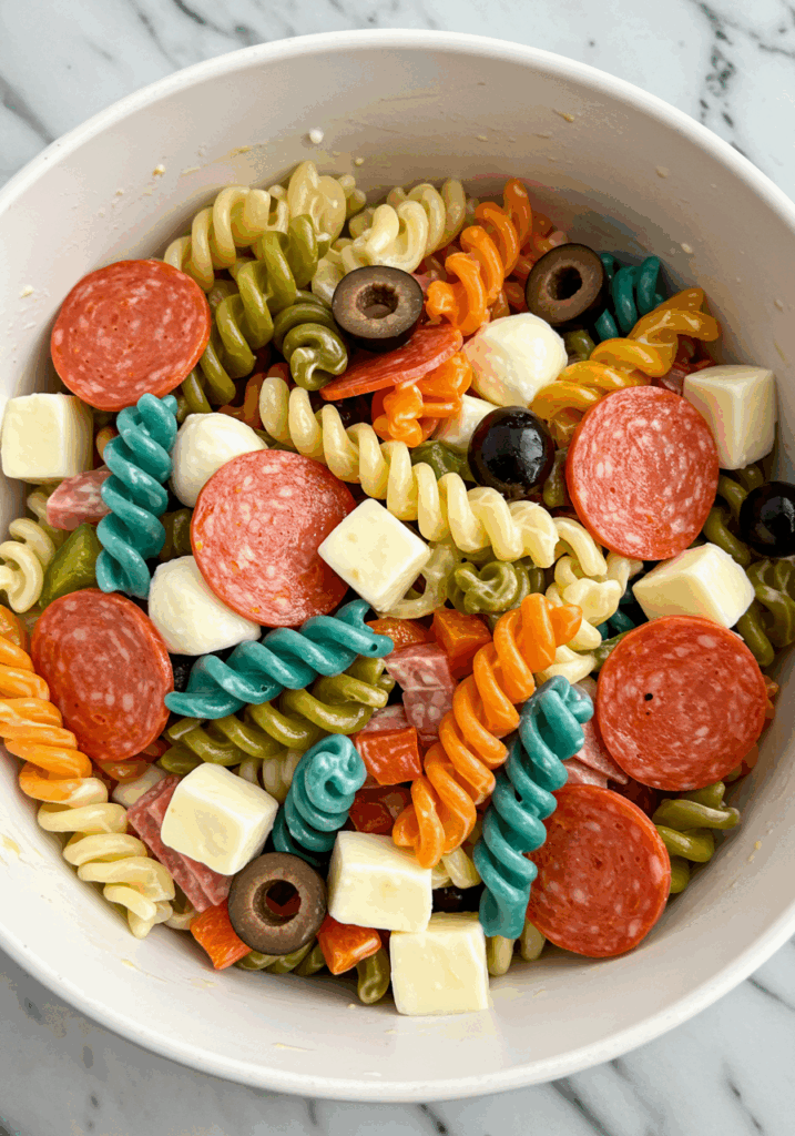 Chilled 4th of July Pasta Salad