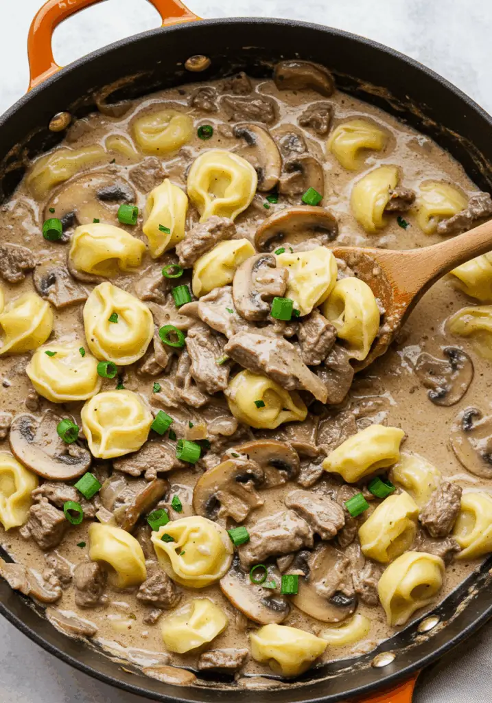 Creamy Beef and Mushroom Tortellini Skillet