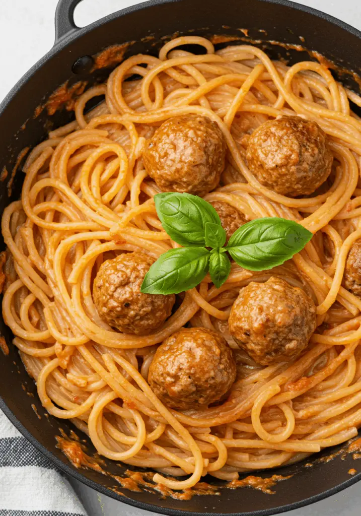 Creamy Spaghetti and Meatballs
