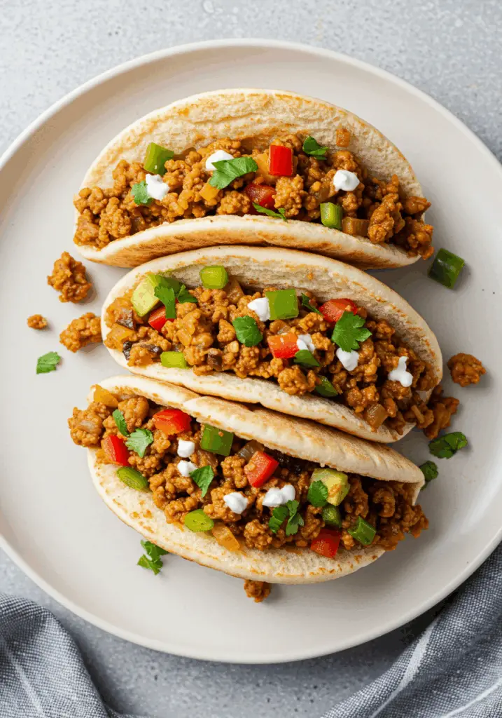 Mediterranean Ground Chicken Pitas