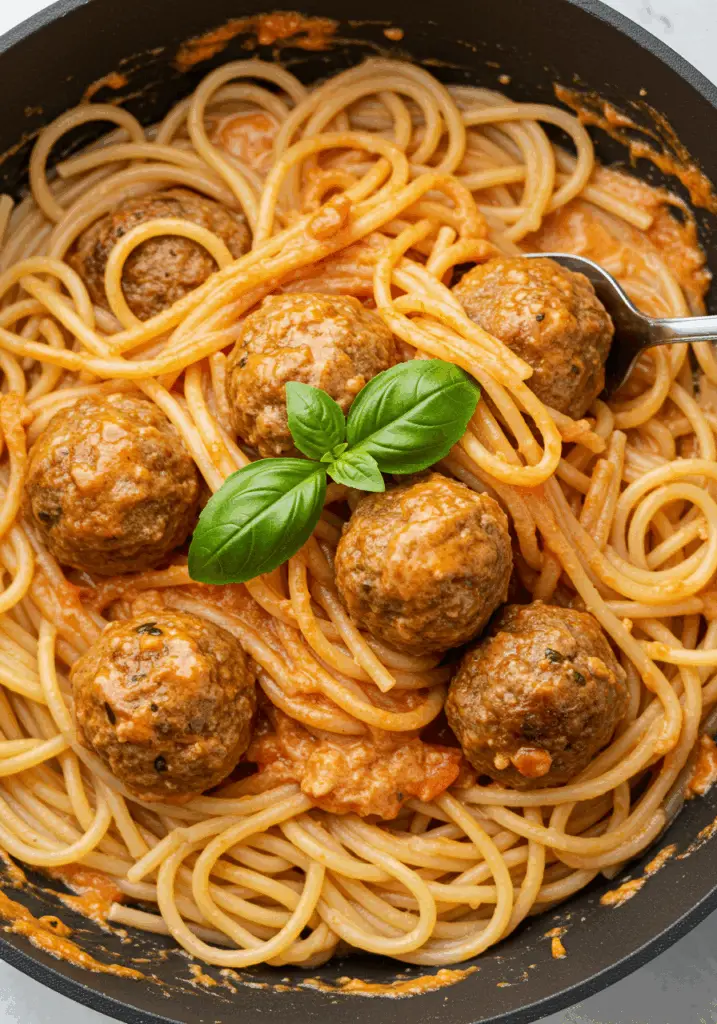 Creamy Spaghetti and Meatballs