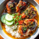 Caramelised Soy Chicken in Garlic Ginger Broth with Rice