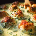 Chicken Ricotta Meatballs with Spinach Alfredo Sauce