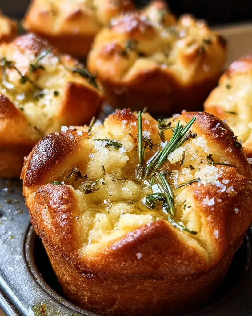 Easy Garlic Rosemary Focaccia Muffins