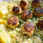 Easy Greek Chicken Meatballs with Lemon Orzo