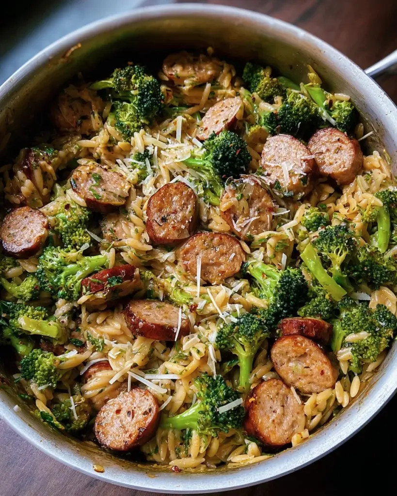 One-Pot Chicken Sausage Orzo With Broccoli