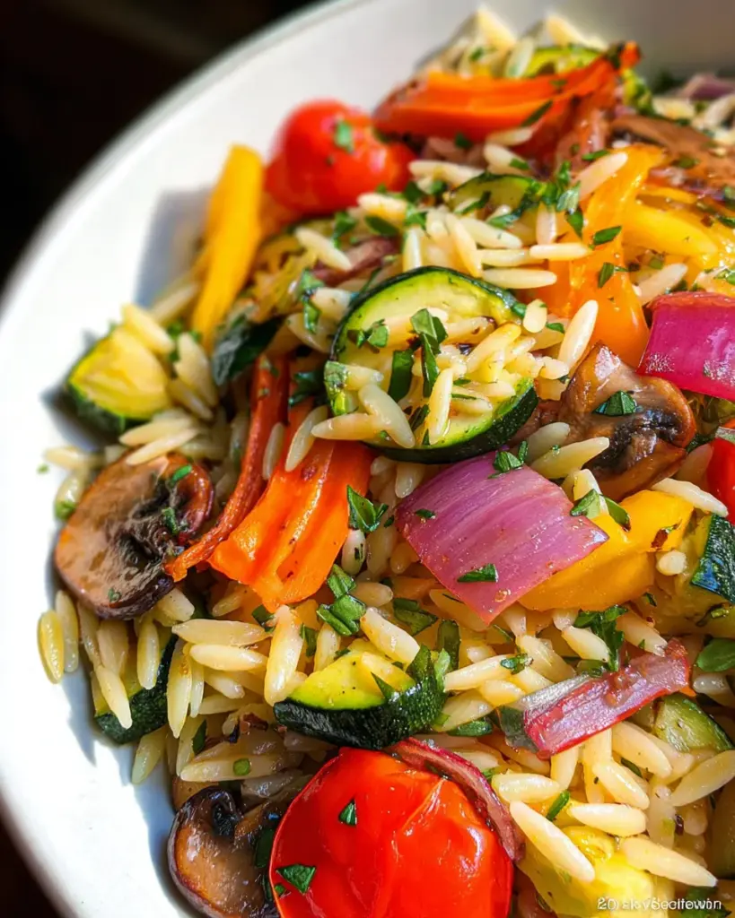 Orzo with Roasted Vegetables (Easy!)