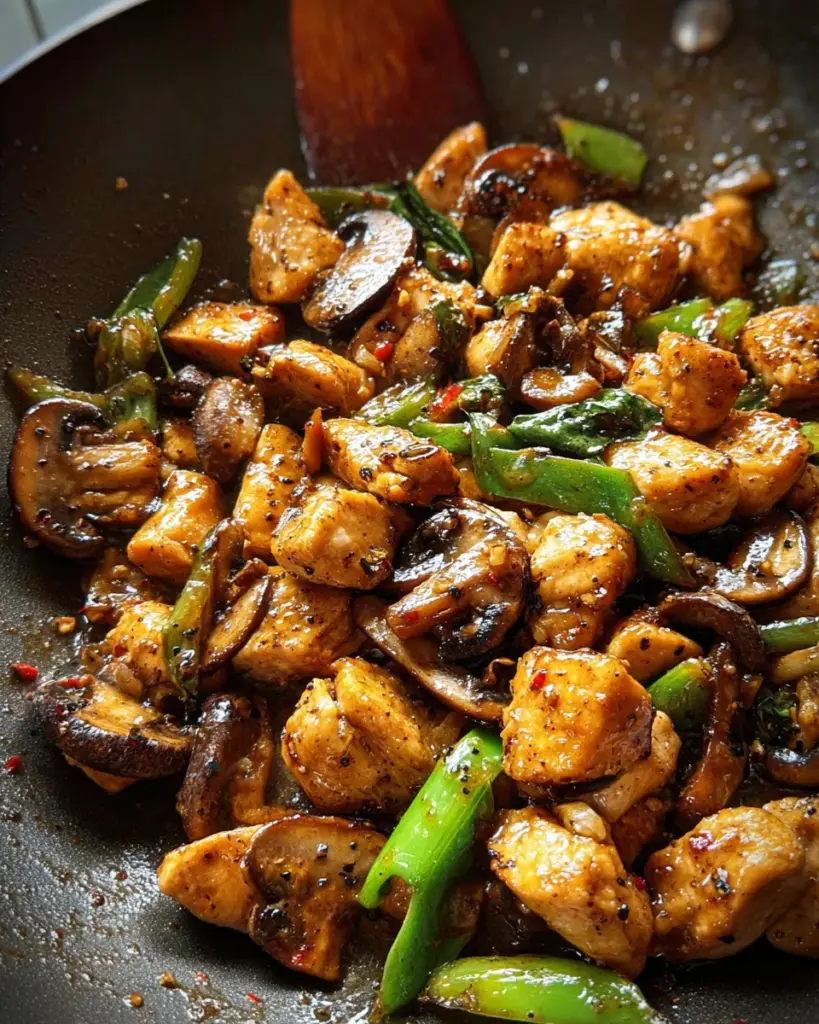 Black Pepper Mushroom Chicken Stir Fry