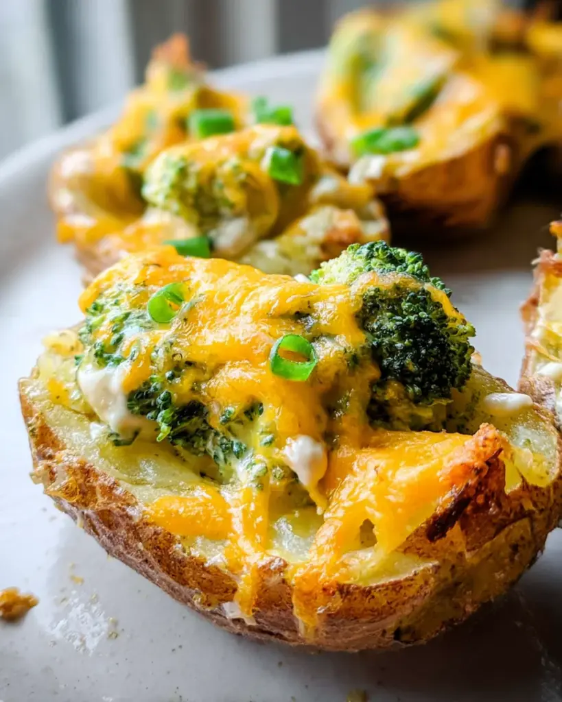 Broccoli and Cheddar Potato Skins
