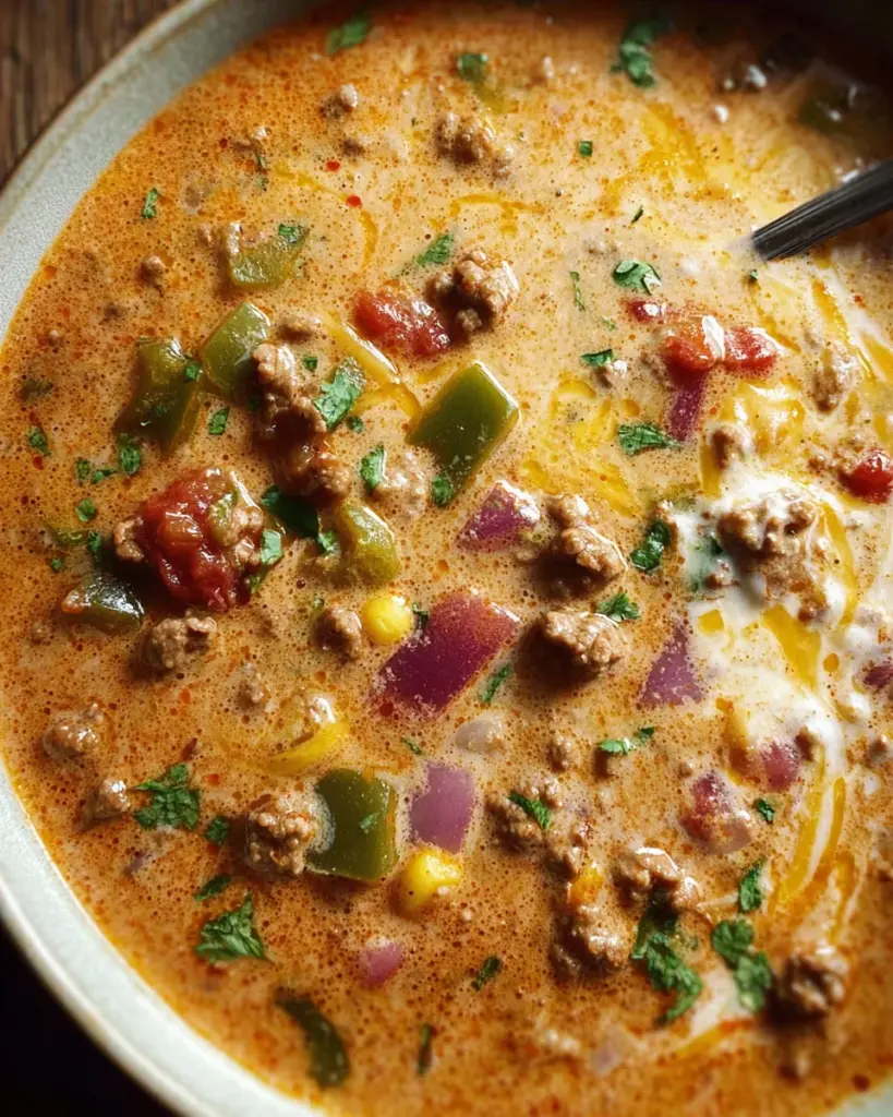 Creamy Beef Taco Soup