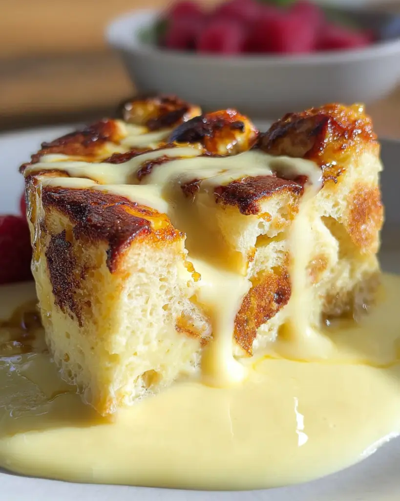 Custard Bread Pudding with Vanilla Sauce