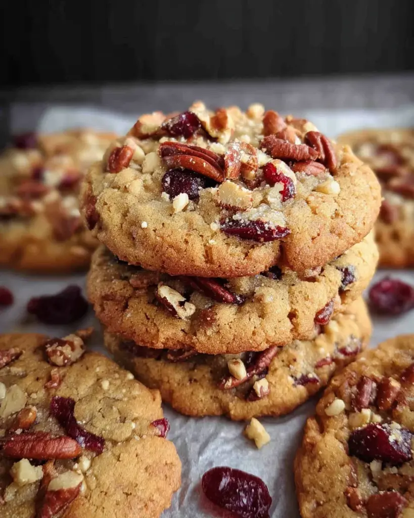 Eggless Praline Pecan Cranberry Cookies