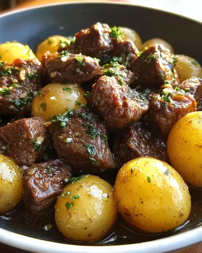 Garlic Butter Beef Bites with Potatoes