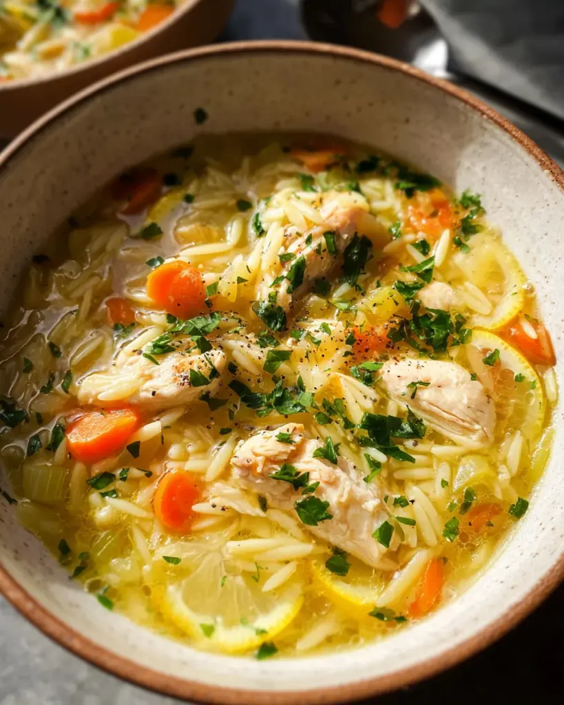 Lemon Chicken Orzo Soup