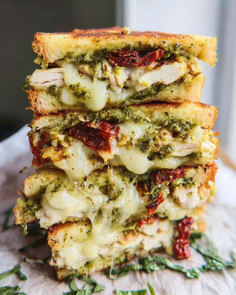 MEGA Chicken Pesto Grilled Cheese Sandwich