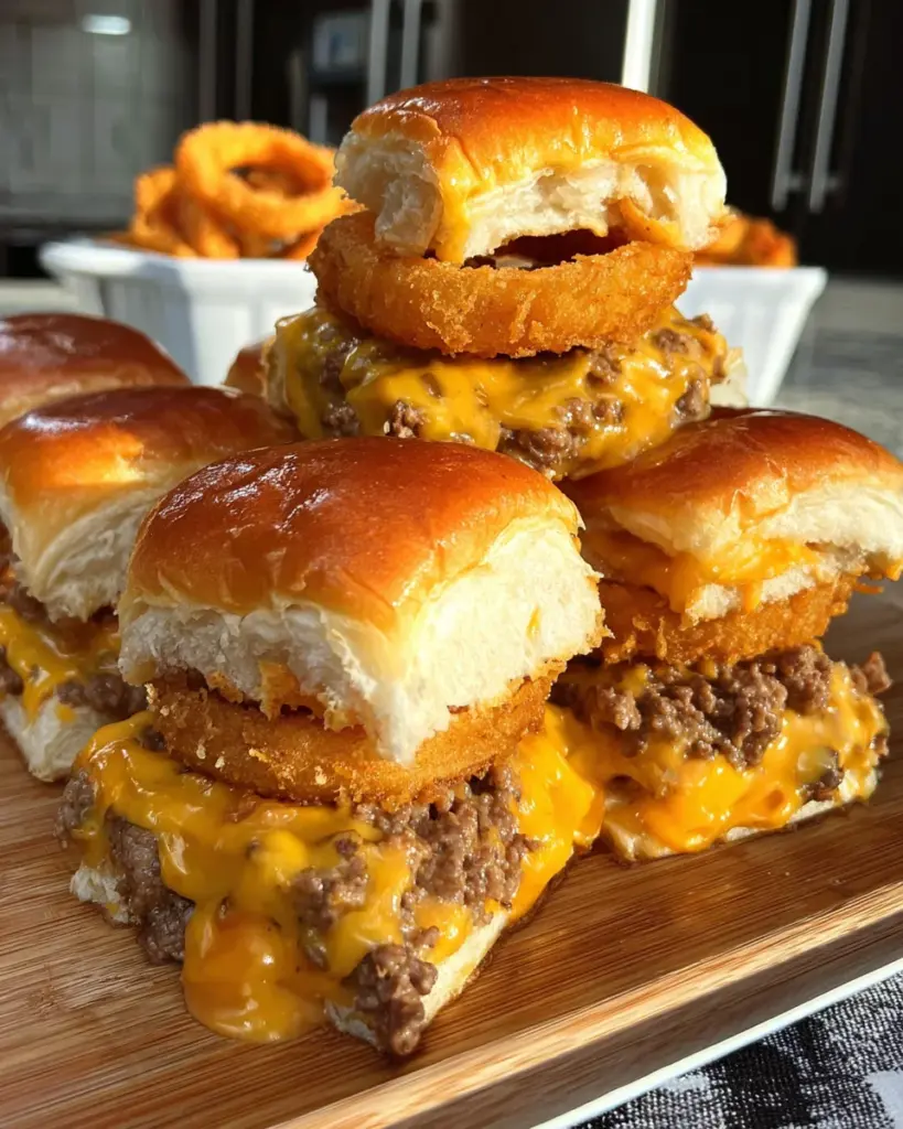 Onion Ring Cheeseburger Sliders