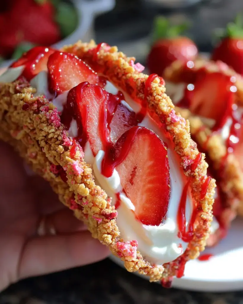 Strawberry Crunch Cheesecake Tacos