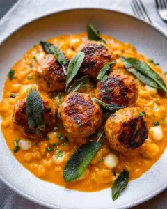 Turkey Meatballs in Pumpkin Sage Sauce