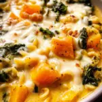 Butternut Squash Lasagna Soup with Kale & Mozzarella