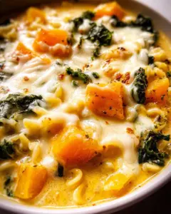 Butternut Squash Lasagna Soup with Kale & Mozzarella