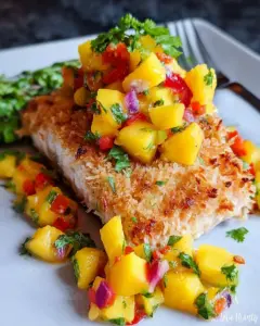 Coconut Crusted Salmon with Mango Pineapple Salsa