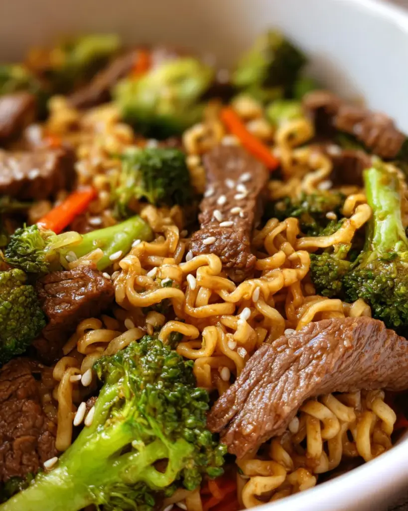 Crock Pot Beef and Broccoli Ramen