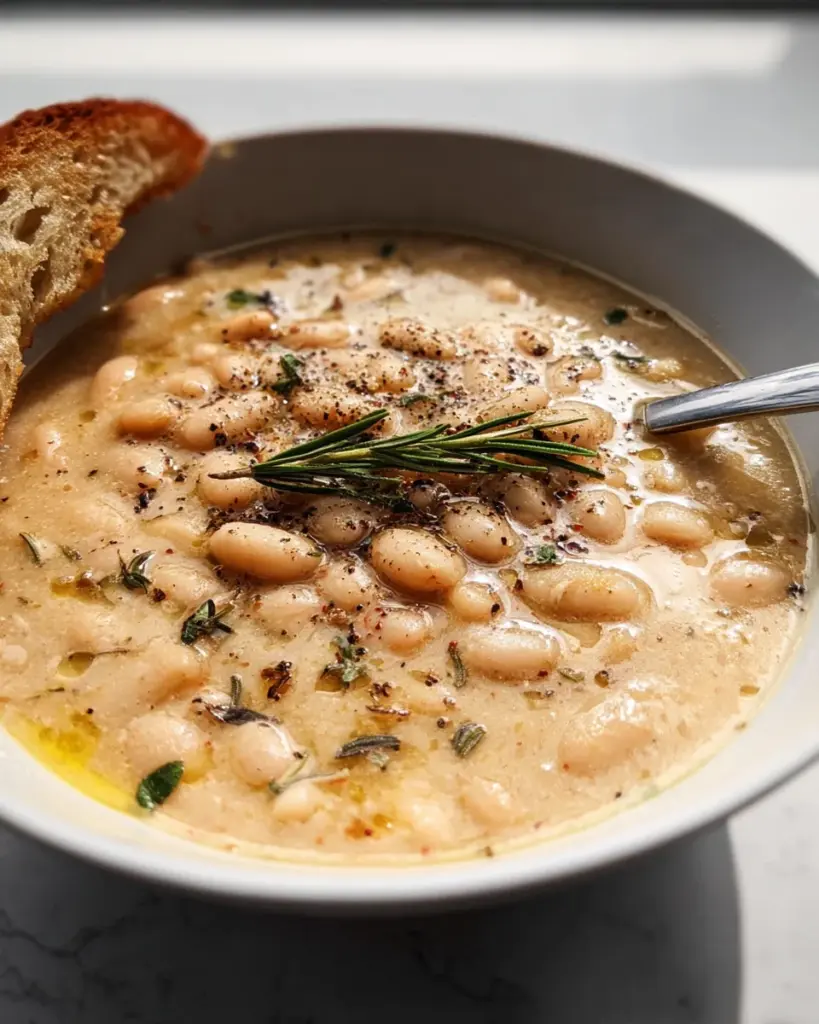 Easy Rosemary Garlic White Bean Soup
