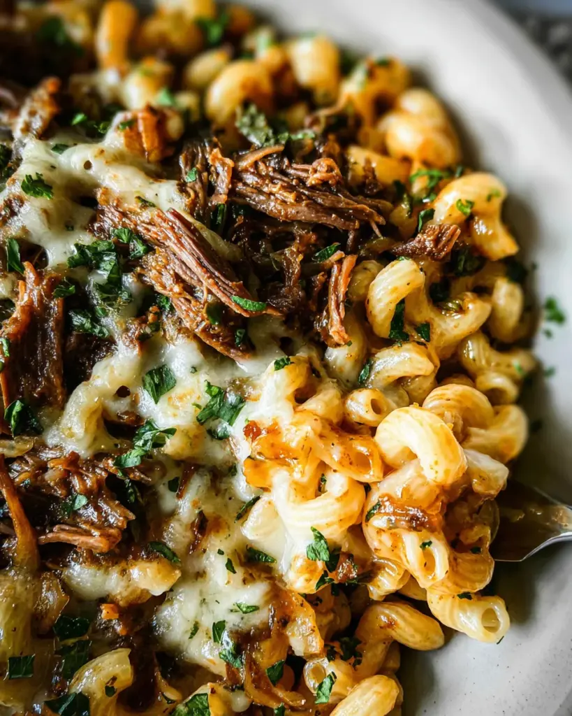Hearty French Onion Pasta with Braised Beef & Caramelized Onions